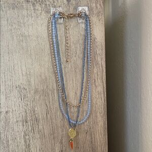 Elegant Blue and Gold Layered Necklace